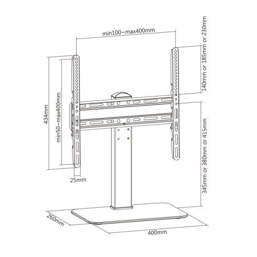 Supporto da tavolo Kimex 020-0145M per TV 32-55″ VESA 200x200-400x400 base in vetro nero