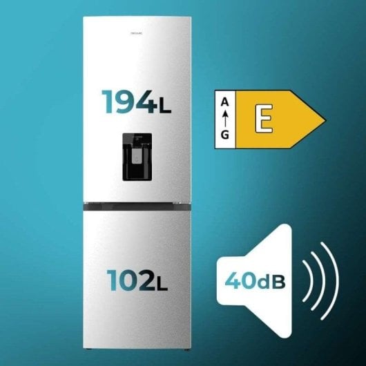 Réfrigérateur combiné Cecotec Bolero CoolMarket Combi Defrost 185 cm 296 L E Inox Distributeur d’eau