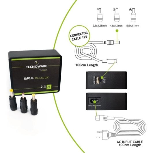 Tecnoware UPS 25W Bateria de Lítio 240 Minutos USB-C/A com Proteção Contra Sobretensão