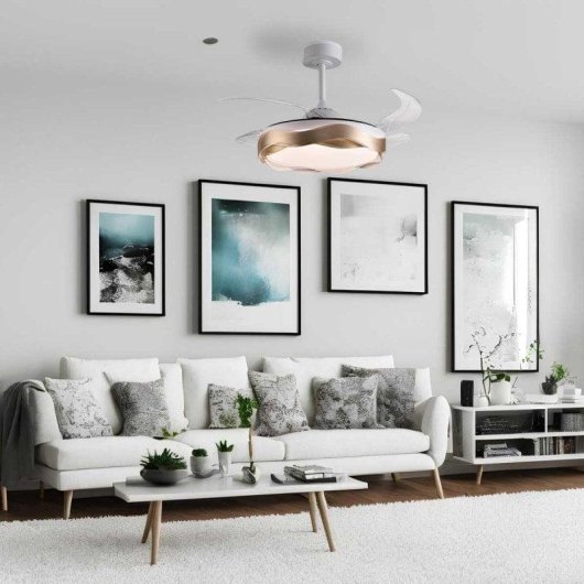 Ventoinha de teto Bel Air Ondas LED 72W 4 pás retráteis 6 velocidades