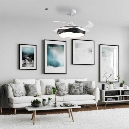 Ventoinha de teto Bel Air Ondas 72W LED 6480lm 4 pás retráteis 6 velocidades