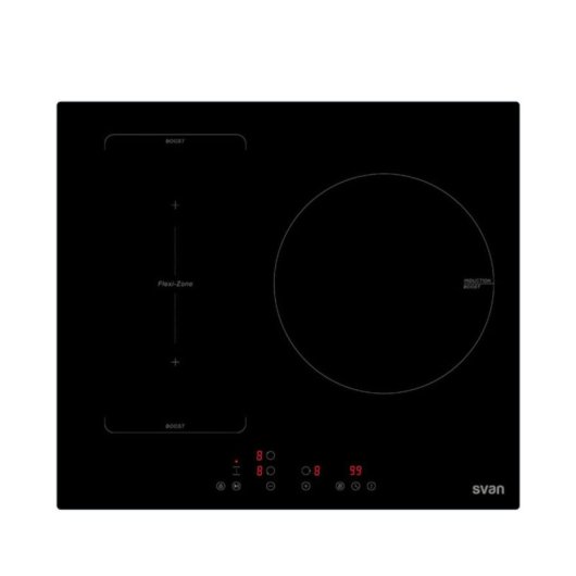 Placa de inducción Svan SIFZ3600 3 zonas Flexizone 6600W control táctil cristal negro