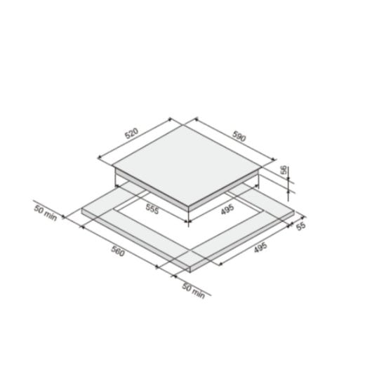 Placa de inducción Svan SIFZ3600 3 zonas Flexizone 6600W control táctil cristal negro
