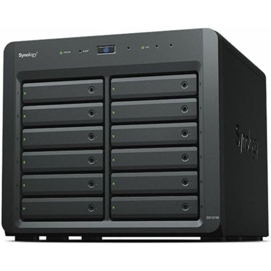 Caja NAS 12 bahías Synology DX1215II Acero Negro Hot-swap RAID Enfriamiento Activo