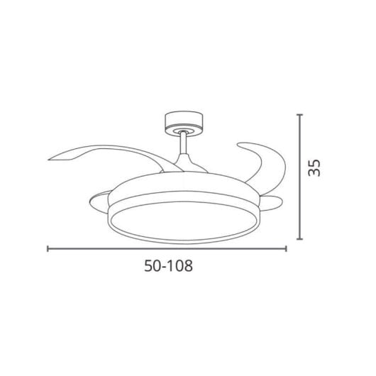 Ventilateur plafond Bel Air Troya LED 72W 4 pales retractables 6 vitesses