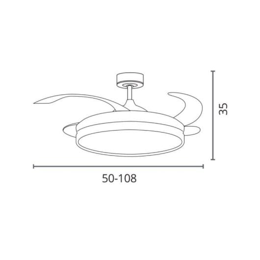 Ventilador de techo Bel Air Akran 4 aspas retráctiles LED 72W 6 velocidades