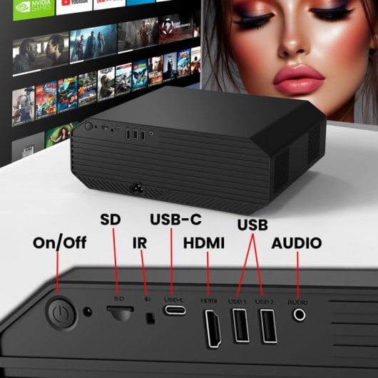 Projetor UnicView FULLHD 1800 ANSI Lúmenes LCD K5000 AndroidTV Correção Digital