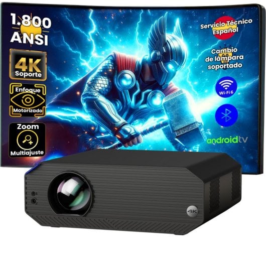 Projetor UnicView FULLHD 1800 ANSI Lúmenes LCD K5000 AndroidTV Correção Digital