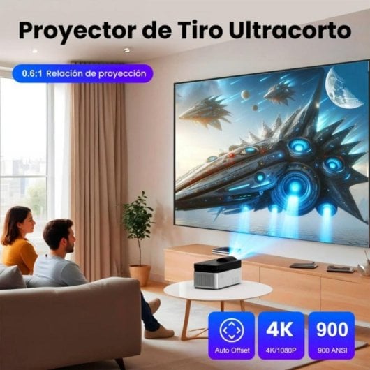 Projetor UnicView HY450 HD 900 Lúmenes 150" LED LCD Smart TV Portátil Ultra Curto