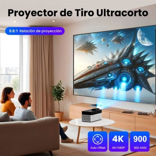 Proyector UnicView HD 900 ANSI LCD HY450 Ultra Corta UST Android 11 26.000:1 2GB 32GB