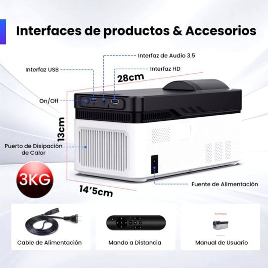 Proyector UnicView HD 900 ANSI LCD HY450 Ultra Corta UST Android 11 26.000:1 2GB 32GB