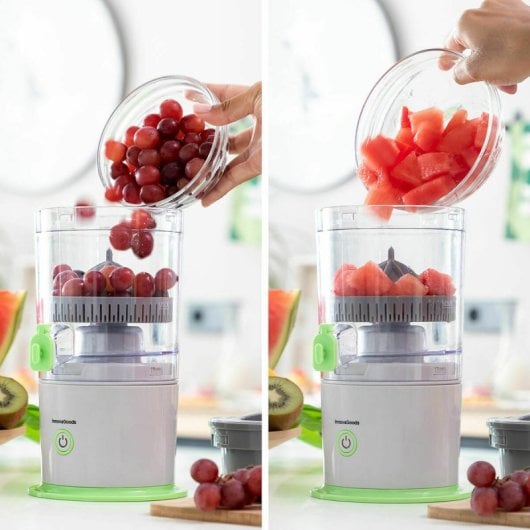 Extracteur de jus automatique rechargeable InnovaGoods Juisso 40 W, 22 000 tr/min, 250 ml, vert/gris