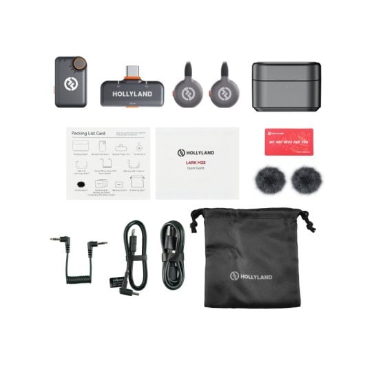 Micrófono Hollyland LARK M2S Combo inalámbrico USB-C Lightning cardioide autonomía extendida