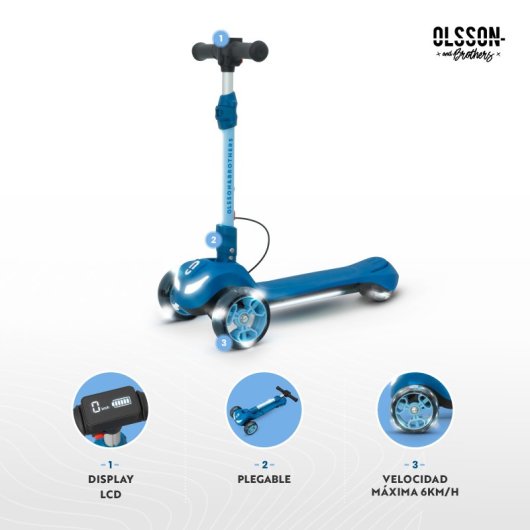 Patinete eléctrico Olsson and Brothers 6km/h 8km de autonomía triciclo LED plegable