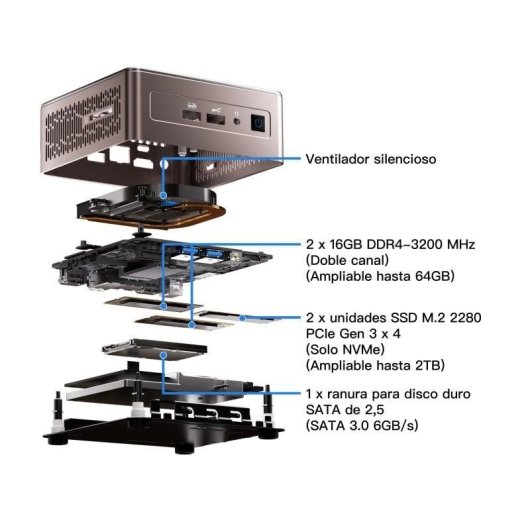 Mini PC GEEKOM A5 AMD Ryzen 5 7430U/16GB/512GB SSD/Radeon Vega 8/Windows 11 Pro