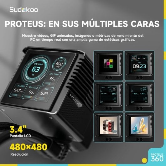 Sudokoo Proteus Kit de Refrigeração Líquida 360mm com 3 Ventoinhas e LCD Personalizável