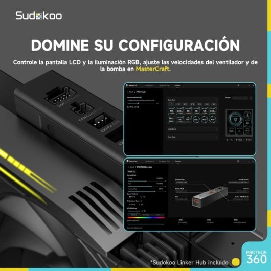 Sudokoo Proteus Kit de Refrigeração Líquida 360mm com 3 Ventoinhas e LCD Personalizável