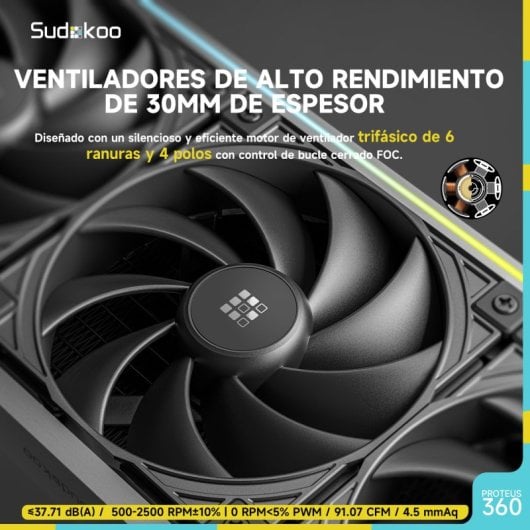 Sudokoo Proteus Kit de Refrigeração Líquida 360mm com 3 Ventoinhas e LCD Personalizável