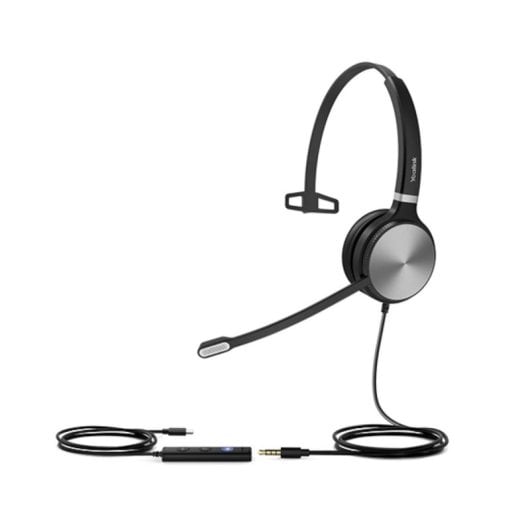 Yealink Headset Mono com Cabo USB-A/USB-C/Jack, Cancelamento de Ruido e Microfone HD