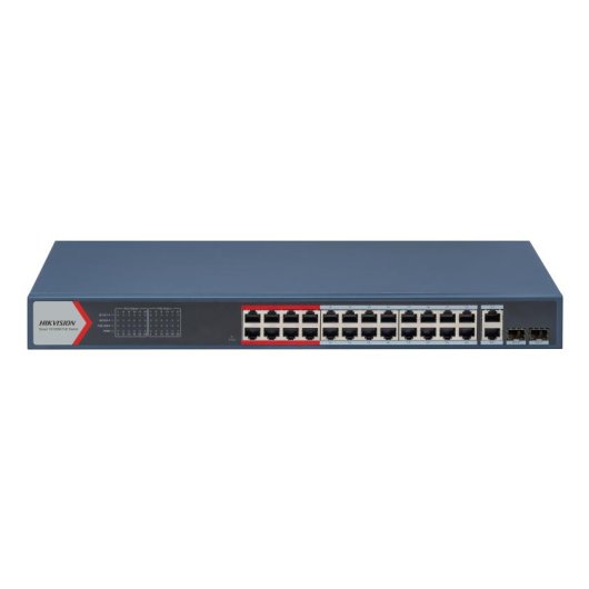 Switch Hikvision DS-3E1326P-EI 24 puertos PoE+ 10/100Mbps 2 SFP Rack 1U Metal Gestión Web