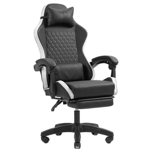 Mars Gaming MGC-X Racing Gaming-Stuhl aus Kunstleder mit Fußstütze und Lordosenstütze, 120 kg