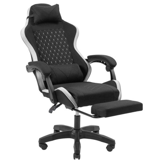 Mars Gaming MGC-X Fabric Cadeira Gaming em Tecido com Encosto Reclinável e Apoio para Pés Preta/Branca