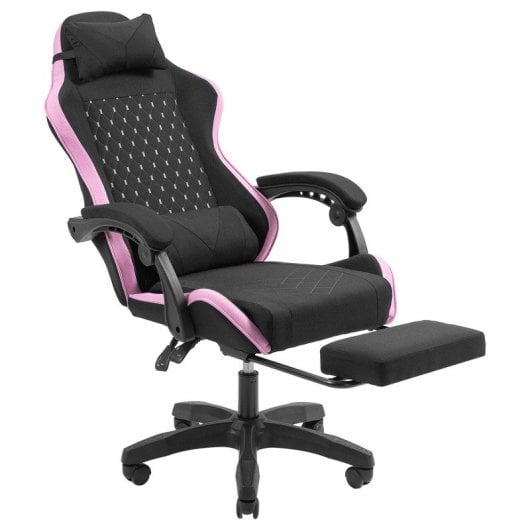 Mars Gaming MGC-X Fabric Cadeira Gaming em Tecido com Encosto Reclinável e Apoio para Pés Preta/Rosa