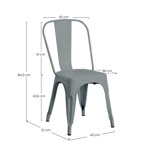 Silla industrial Thinia Home Strong pack 4 unidades acero mate apilables multicolor