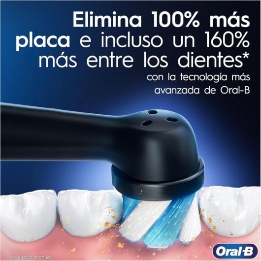 Oral-B Schwarze elektrische Zahnbürste, 4 Oszillationsmodi, Drucksensor, 11 Bürstenköpfe, Etui, App