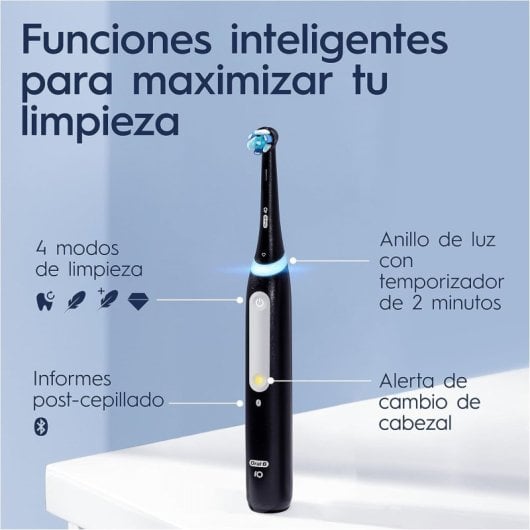 Oral-B Schwarze elektrische Zahnbürste, 4 Oszillationsmodi, Drucksensor, 11 Bürstenköpfe, Etui, App