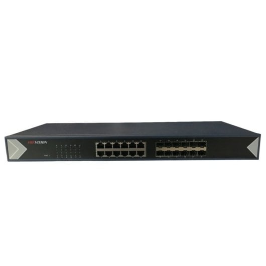 Hikvision DS-3E0524TF Gigabit-Switch, 24 Rack-Ports, 12 RJ45, 12 SFP, 48 Gbit/s, Metall