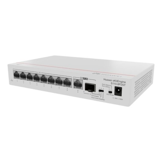 Switch Huawei S110-8P2ST 8 puertos Gigabit PoE+ 1 GE SFP 20Gbps Compacto