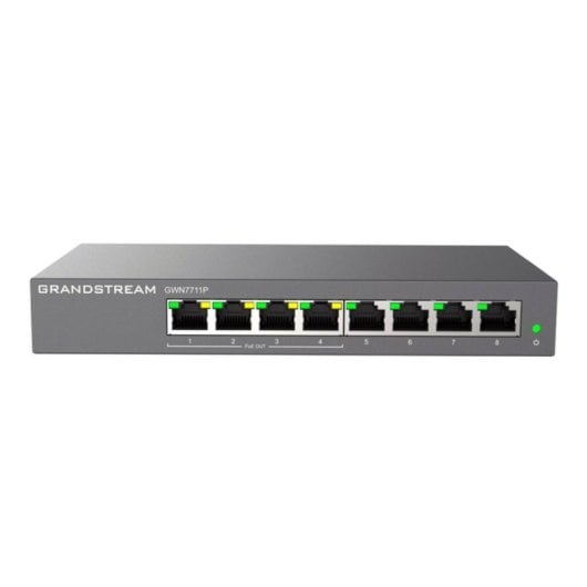 Switch Grandstream GWN7711P 8x GbE RJ45 4x PoE/PoE+ o +24VDC Pasivo Capa 2