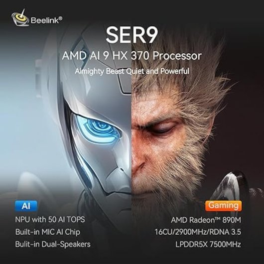 Beelink SER9 Pro Gaming AMD Ryzen AI 9 HX 370 64GB 2TB SSD Windows 11 Blanco