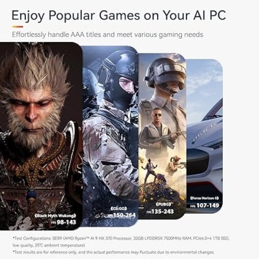 Beelink SER9 Pro Gaming AMD Ryzen AI 9 HX 370 64GB 2TB SSD Windows 11 Blanco