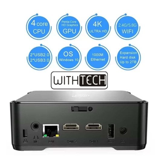Withtech Mini PC Intel J4125 8GB 128GB eMMC Windows 11