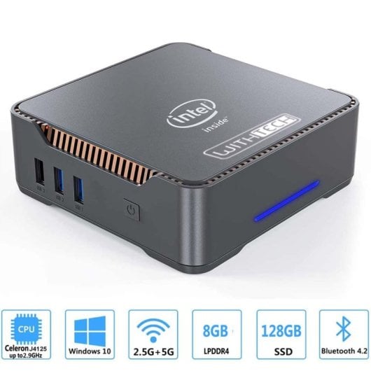 Withtech Mini PC Intel J4125 8GB 128GB eMMC Windows 11