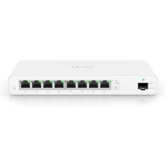 Switch Ubiquiti UISP-S-EU 8 Puertos Gigabit PoE 27V 1x SFP Sin Ventilador Blanco