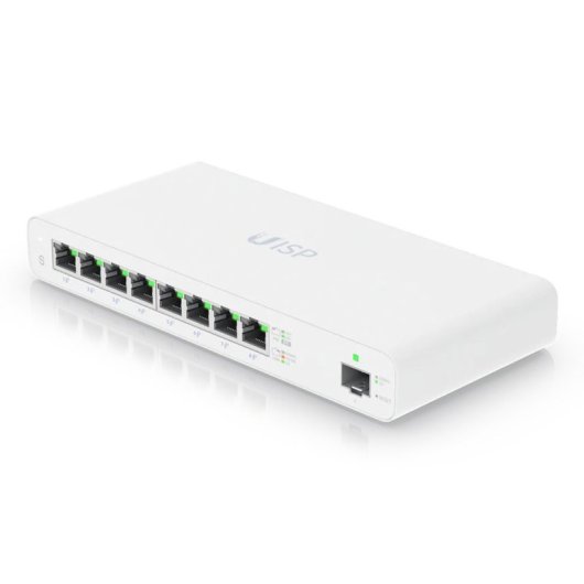 Switch Ubiquiti UISP-S-EU 8 Puertos Gigabit PoE 27V 1x SFP Sin Ventilador Blanco
