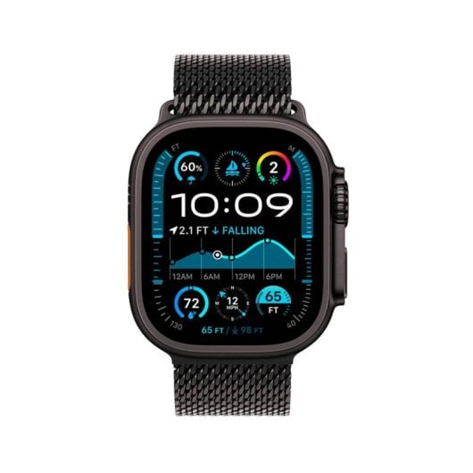 Montre connectée Apple Watch Ultra 2 GPS+Cellular, noir titane, bracelet milanais, 49 mm, 64 Go, robustesse avancée