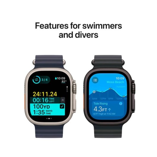 Montre connectée Apple Watch Ultra 2 GPS+Cellular, noir titane, bracelet milanais, 49 mm, 64 Go, robustesse avancée
