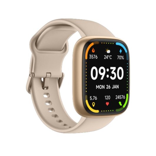 Smartwatch Maxcom Ecowatch 6 Bluetooth 1,83″ Dourado, Monitor de Saúde e Bateria com Duração de 7 Dias