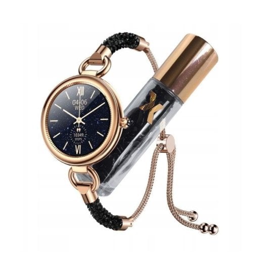 Smartwatch Maxcom FW51 Bluetooth Mujer, HD, Cristales Negros, Monitoreo Salud y Estilo Premium