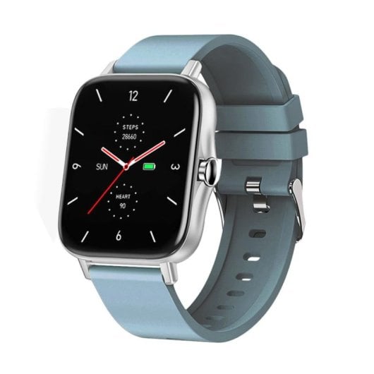 Maxcom FW55 Aurum Pro Bluetooth 1.7" HD Ecrã Curvo Prata/Correa Azul Tamanho Único IP67 SpO2 Pulsómetro Sono Tensiómetro