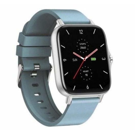 Maxcom FW55 Aurum Pro Bluetooth 1.7" HD Ecrã Curvo Prata/Correa Azul Tamanho Único IP67 SpO2 Pulsómetro Sono Tensiómetro