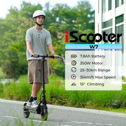 Patinete eléctrico iScooter 35km/h 30km de autonomía 350W con frenos E-ABS y luces LED