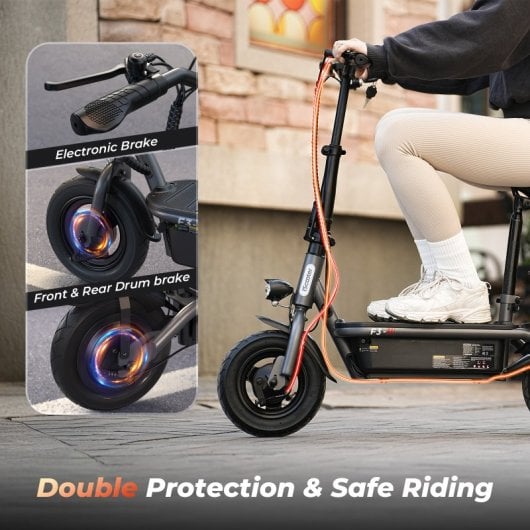 iScooter 45km/h 60km de autonomia 1000W scooter elétrica com assento e luzes LED