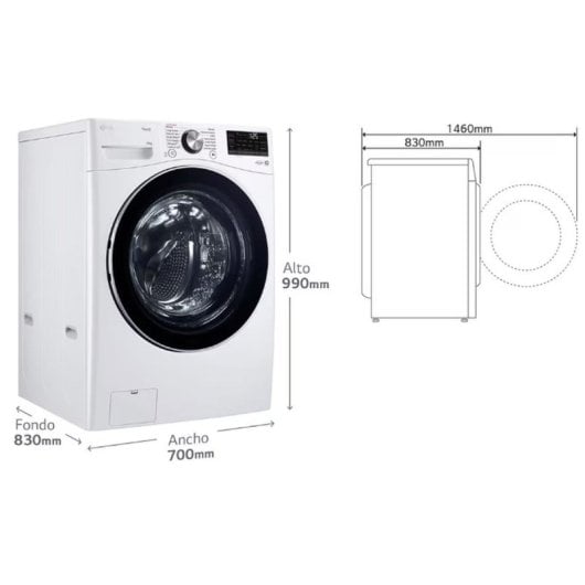 LG F0P3CYV2W.ABWQVES Lavadora Carga Frontal 20kg Wifi B Blanca