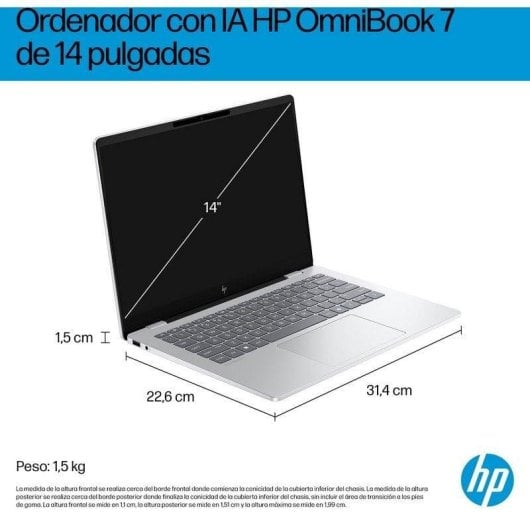 HP OmniBook 7 14-fr0005ns 14" Intel Core Ultra 7 255H 32GB 1TB SSD Wi-Fi 7 Copilot Plateado