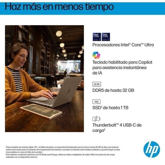 HP OmniBook 7 14-fr0005ns 14" Intel Core Ultra 7 255H 32GB 1TB SSD Wi-Fi 7 Copilot Plateado